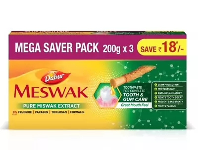 3 X 200g DABUR MESWAK MISWAK TOOTHPASTE 3 PACK X 200g  • £13.92