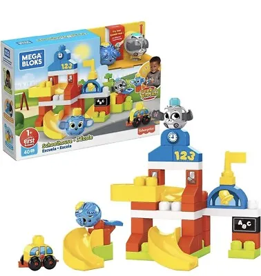 Mega Bloks Peek A Blocks Schoolhouse 40pcs First Builders Fisher-Price Learning • £15