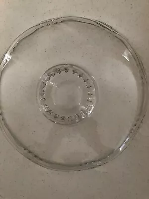 VTG CAKE STAND Large Clear Glass Cake Pedestal Pastry Plate Wedding Glass Stand • $24.49