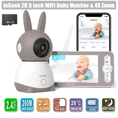 Wifi 2K 5  Baby Camera Monitor Wireless Audio Night Vision Surveillance Camera • $192.99