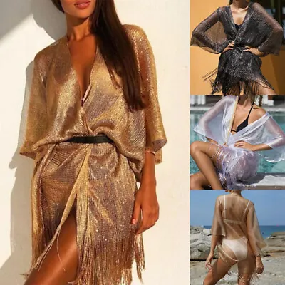 £3.59 • Buy Women Summer Beach Dress Swimwear Bikini Cover Up Mini Tasselled Sarong Sundress
