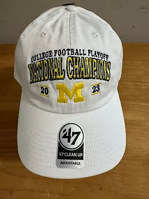 47 BRAND 2023 Michigan Wolverines CFP National Champion Adjustable Hat White NWT • $32