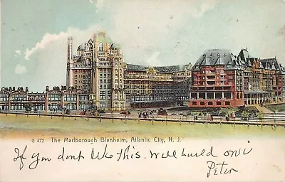 The Marlborough Blenheim Hotel Atlantic City N.J. 1907 Postcard Used • $12