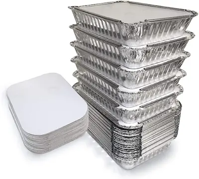 [Pack Of 150] 750ml Aluminium Foil Containers With Lids Takeaway Catering Trays • £15.59