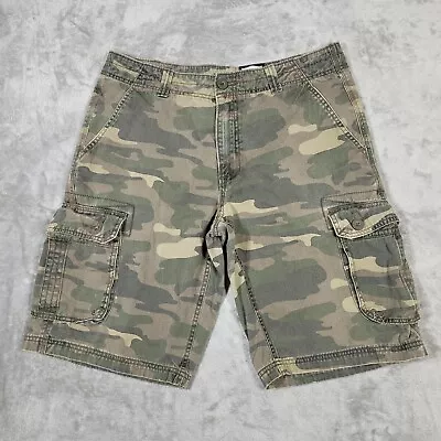 Free World Camo Cargo Shorts Size 34 Camofluage Cargo Shorts Loose Baggy • $11.99