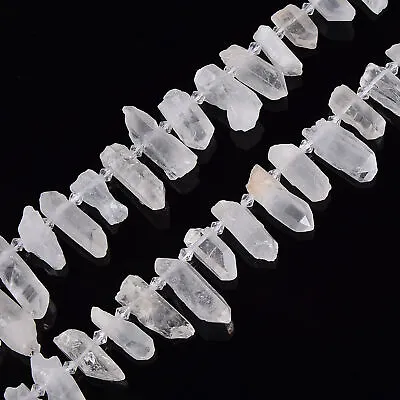 Clear Quartz Top Drilled Matte Stick Points Beads Size 20-45mm 15.5'' Strand • $12.59