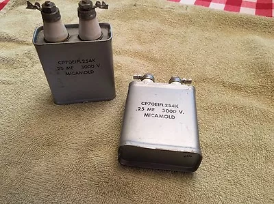 2 Vintage Micamold .25uF 3000V Oil Filled Amplifier Audio Capacitor NOS Lot 4A • $40