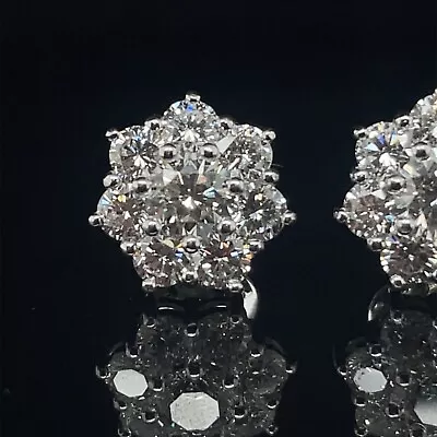 Stunning Diamond Stud Earrings 18K White Gold 4.00-Carats Total Diamond Weight • $10499