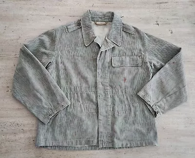 Vintage Czech Army Military Raindrop Camo Jacket Sz M Distressed Crop Button Up • $34.99