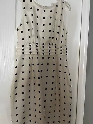 J Crew Dress Ivory Black Polka Dot Silk Sleeveless Dress 6 • $22