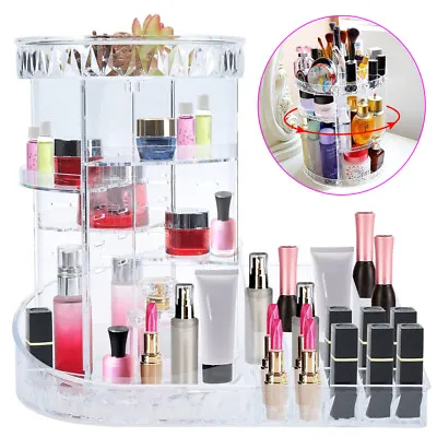 Rotating Makeup Organiser Large 360 Cosmetic Storage Box Perfume Display Stand • £11.39