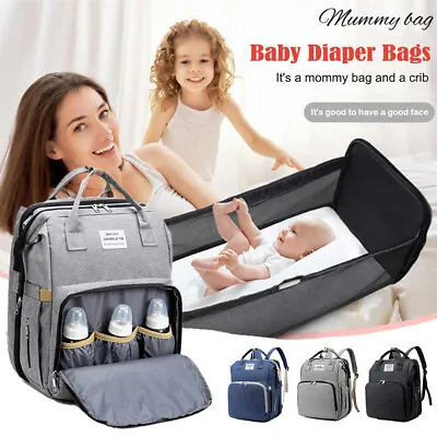 £11.99 • Buy Multi-Function Baby Diaper Backpack Baby Folding Bed Nappy Mummy Changing Bag UK