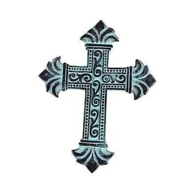 Wall Cross For Home Decor.Metal Hanging Decorative Crosses Wall Distressed Blue • $18.61