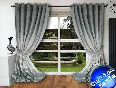 £68.99 • Buy Crushed Velvet Curtains Eyelet Ring Top Thick 108 Long Huge NEXT DAY Fully Lined