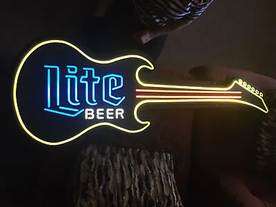 $319 • Buy Vtg Lite Beer Guitar Neon Hanging Sign 56” P/Up Only Hillsboro NJ 08844