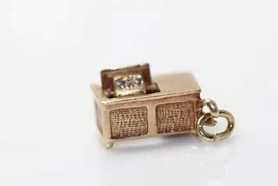 VINTAGE 14K GOLD 3D Articulated TYPEWRITER DESK TOP TABLE CHARM MOVE TURN • $278