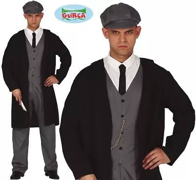 Mens 1920s English Gangster Fancy Dress Costume Men's 20s Peaked Cap Gangsta Fg • £31.99