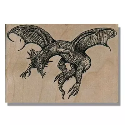 FLYING DRAGON Rubber Stamp Fantasy Wings Myth Fire Breathing Animal Creature • $12.24