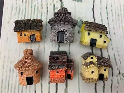 6 Pack Miniature Fairy Garden Stone House Resin Village House Fairy Garden Kits • $19.99