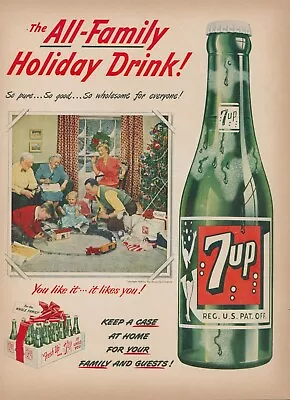 1950 7Up Model Train Christmas Tree Presents Family Wreath Vintage Print Ad L12 • $13.59