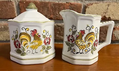 Mikasa Terra Stone Heritage Adorable Rooster Sugar And Creamer Set Excellent! • $14.50