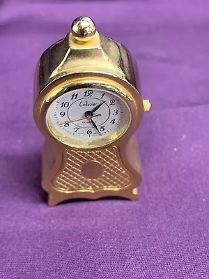 Vintage Gold Tone Mantel Brass Miniature Clock Quartz Collezio 2.5  Working! • $12.99