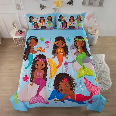 Mermaid Twin Bedding Black Mermaid Comforter Set Girls Bedding Sets For Kids Te • $57.99