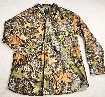 Mossy Oak Shirt Mens Large Brown Green Obsession Camo Vented Hunting Button Down • $11.50