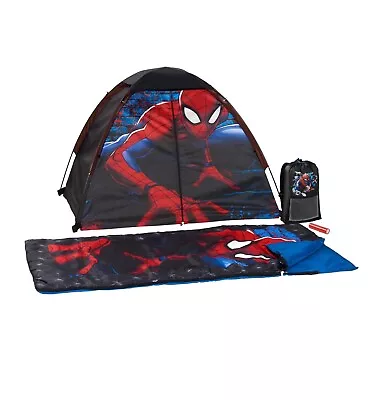 Marvel Spiderman Outdoors Kids 4 Pc Camping Set With Tent & Sleeping Bag • $60