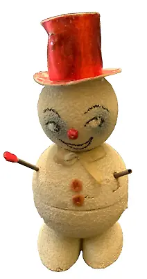 Vintage German Candy Container - Snowman With Red Top Hat! • $110