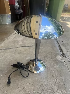 VINTAGE Space Age Chrome Table Lamp With Mushroom Shade • $350