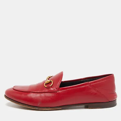 $594.26 • Buy Gucci Red Leather Jordaan Loafers Size 36