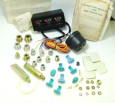 1970’s KMC Vintage Trio Mini Gauge Voltage Temp Oil Pressure Gauge Package • $99.99