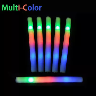 $79.99 • Buy 100 PCS Light Up Foam Sticks LED Wands Batons DJ Flashing Glow 16 Inch 