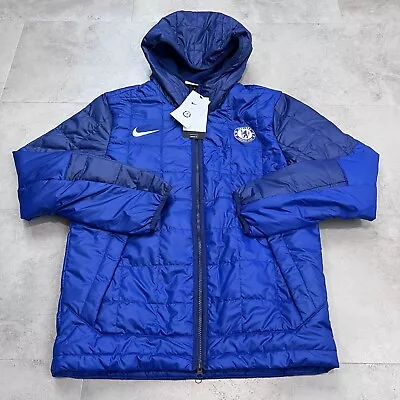 Nike Chelsea Fleece Puffer Jacket Blue Mens Size UK Small New! • £49.99