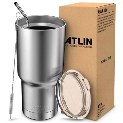 Atlin Tumbler 30oz. Stainless Steel Vacuum Insulation - Silver Travel Coffee Mug • $16.99