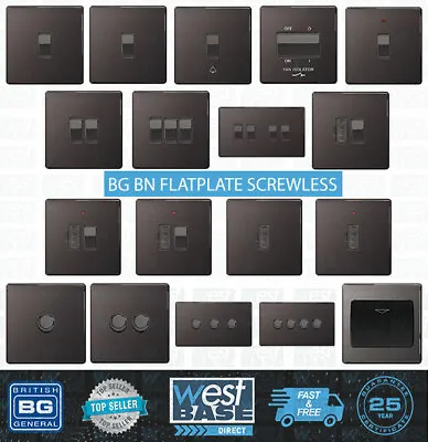 BG FLATPLATE SCREWLESS BLACK NICKEL Switches Sockets Decorative Light ALL Insert • £26.69