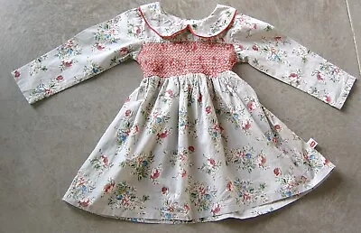 Oobi Vintage Styled Girls Floral Dress With Smocking Sz 5 • $25