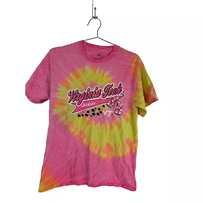 Virginia Tech Womens Medium Hanes Tagless VT Hokies Tie Dye Flipflop T-Shirt • $13.99