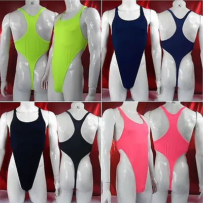 R428 B Mens Thong Bodysuit Stretch Sexy Swimsuit High Cut Racer Back • $14.99