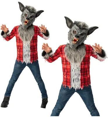 £14.99 • Buy Kids Warewolf Costume Boys Wolf Fancy Dress Outfit Halloween + Mask