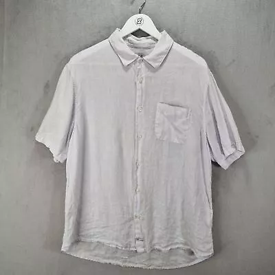 CP Company Shirt Mens XXL 2XL White 100% Linen Short Sleeve Button Up • £34.99