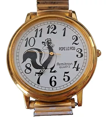 Vtg Armitron Pepe Le Pew 8.5  Goldtone Watch New Battery • $16