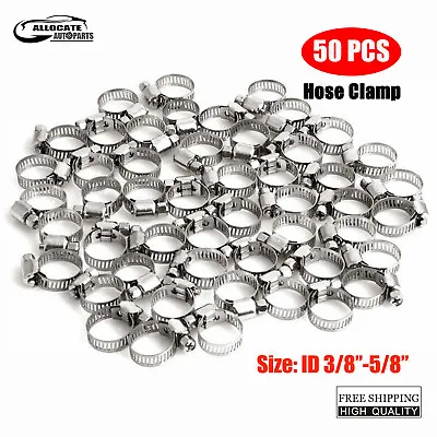 50x 3/8 -5/8  Adjustable Stainless Steel Drive Hose Clamps Fuel Line Worm Clip • $9.49
