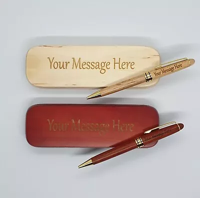 £14.99 • Buy Personalised Engraved Wooden Ballpoint Pen Box | Gift Set