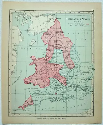 Vintage Map Of England & Wales On May 1 1643 By Longmans Green 1905 • $15