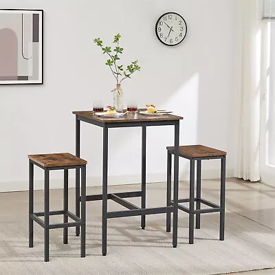 3 Piece Bar Table Set Counter Height Kitchen Dining Table W/ 2 Bar Stools Brown • $122.99