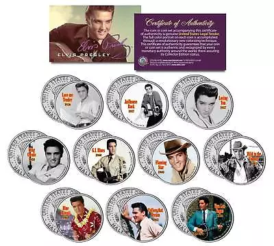 ELVIS PRESLEY * MOVIES * Colorized JFK Half Dollar U.S. 10-Coin Set LICENSED • $59.95