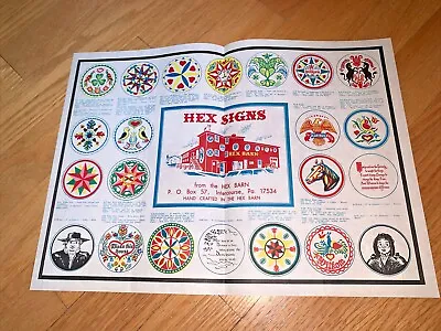 Vintage HEX BARN Paper Restaurant Placemat - HEX SIGNS Intercourse Pennsylvania • $7.50