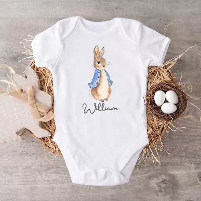 Personalised Peter Rabbit Bodysuit Custom Easter Outfit Easter Baby Gift • $30